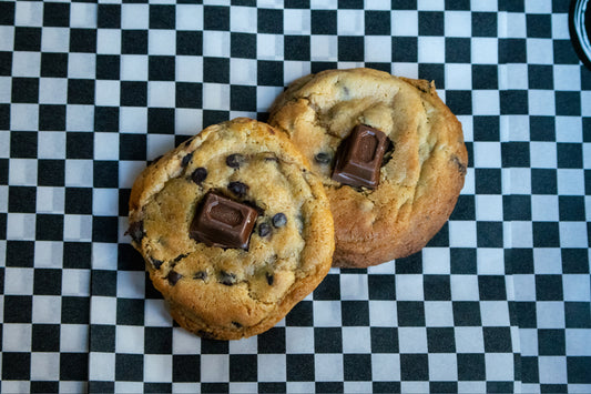 Chocolate chip cookie topped with a Whittaker's caramel